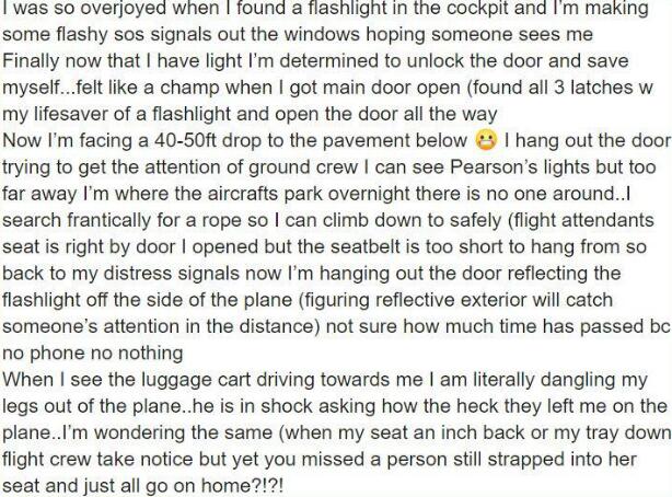 最怕的事发生了：女乘客飞机上一觉醒来漆黑一片 飞机上只剩下自己