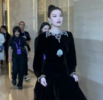 倪妮黑色礼服 称自己没有作品婉拒采访