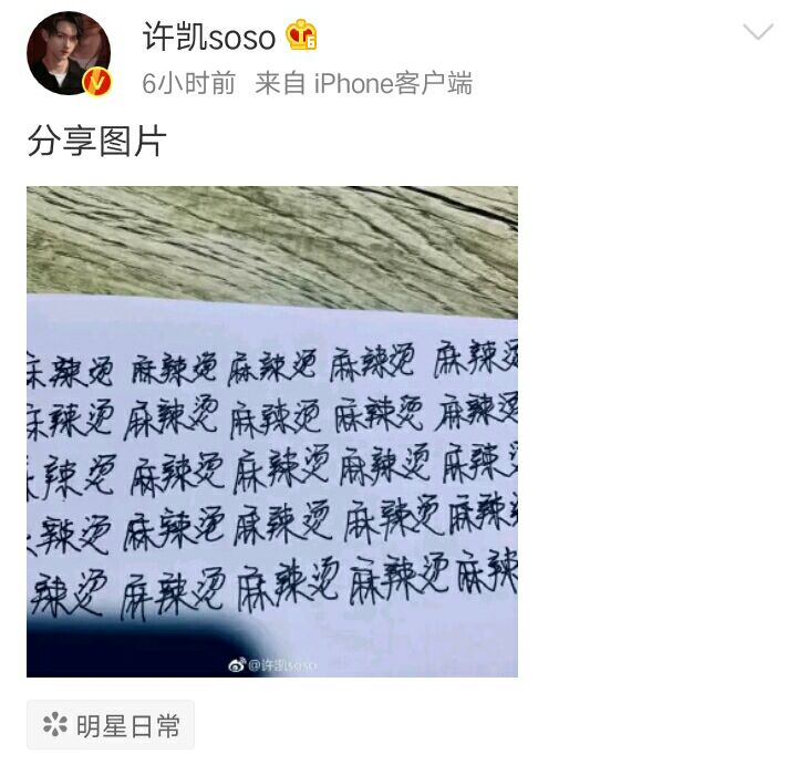 许凯又遭黑,手抄“麻辣烫”数遍,这还是公子“傅恒”吗？