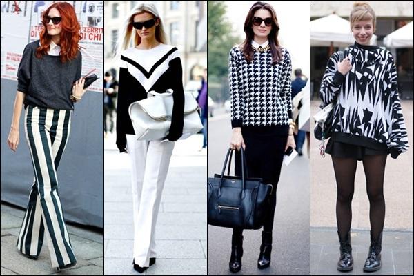 钟小姐换季穿黑白拼色哦！