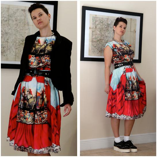 今天穿什么：文艺复兴艺术美不过油画印花裙