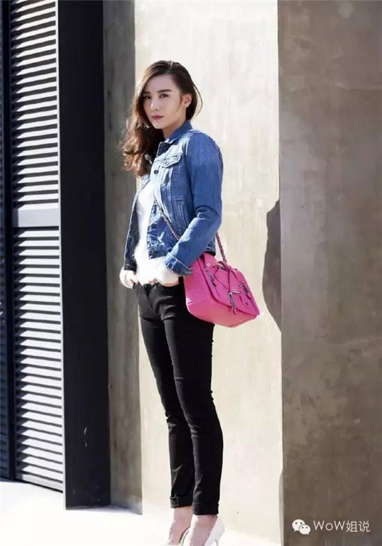 街拍女神宋佳 用短夹克和牛仔裤玩转私服