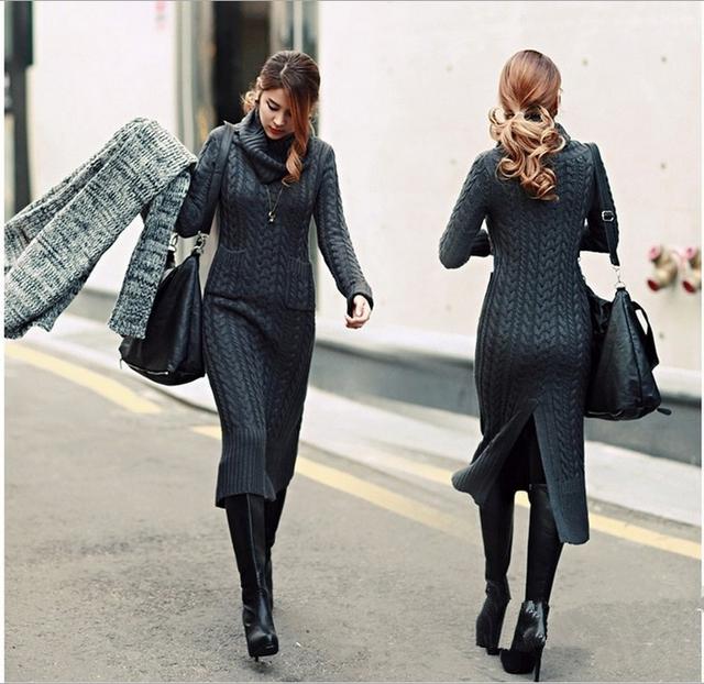 毛衣裙配小白鞋就够了