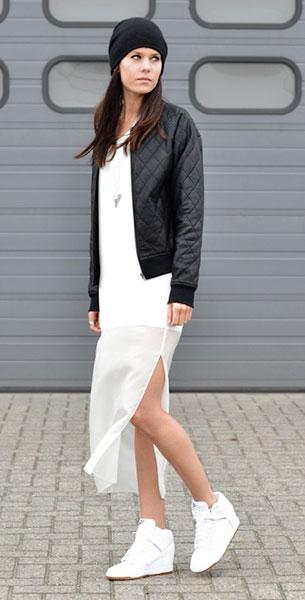 连身长裙配平底鞋帅你一脸