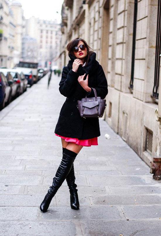 今天穿什么：过膝长靴显瘦不是一点点