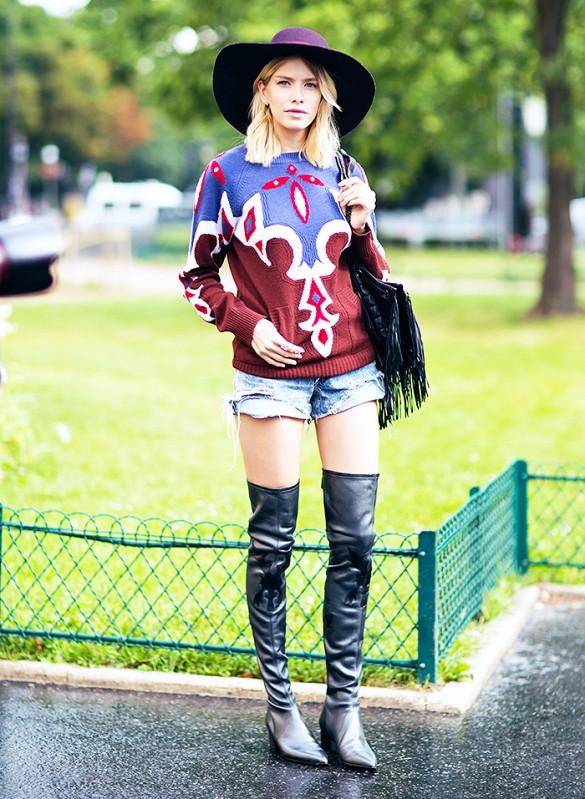 今天穿什么:过膝长靴显瘦不是一点点