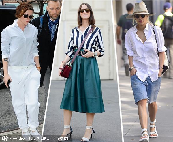 今天穿什么：早秋耍酷新技能 撸起袖子穿衬衫