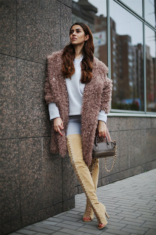 麂皮过膝靴 温柔地走进这个秋天