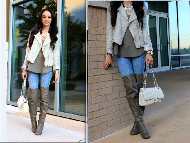 今天穿什么：过膝长靴显瘦不是一点点