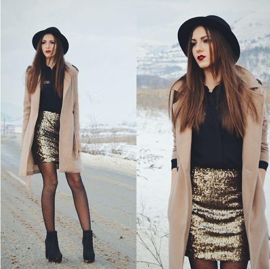 今天穿什么:轻熟女亮片裙怎么搭配?