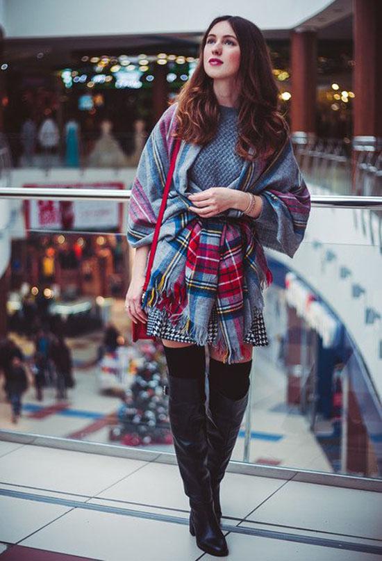 今天穿什么:过膝长靴显瘦不是一点点