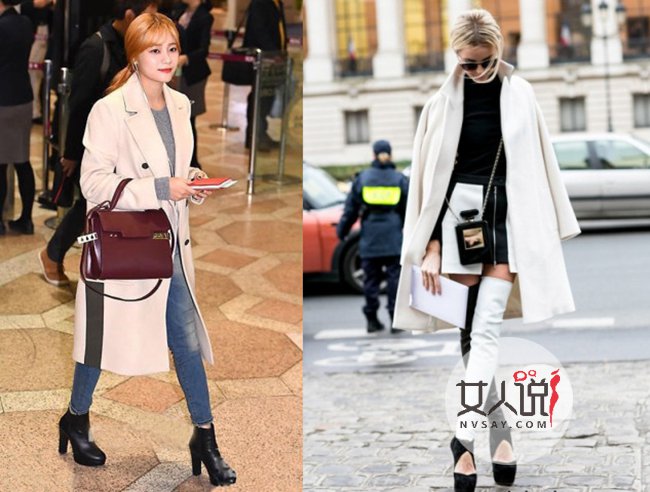 女星冬装大衣街拍图片 来学明星穿衣法则拒绝臃肿