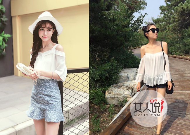 露肩上衣怎么搭配 仙气十足的搭配穿出玉女香肩