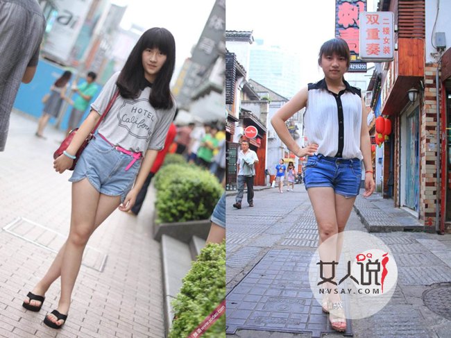 2017湖南长沙夏天街拍美女图片 满街长腿美妞笑容甜
