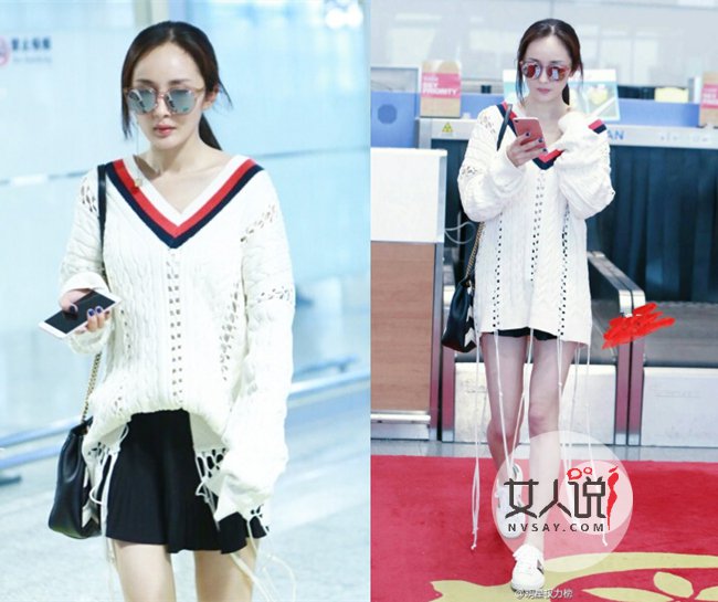 杨幂机场街拍太做作被赶 天天机场显摆热搜说上就上!