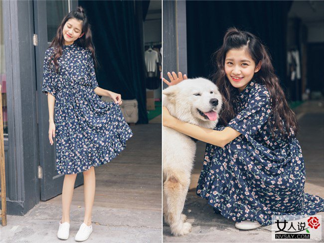 碎花连衣裙配什么鞋子好看 出街必备小白鞋穿出森女风