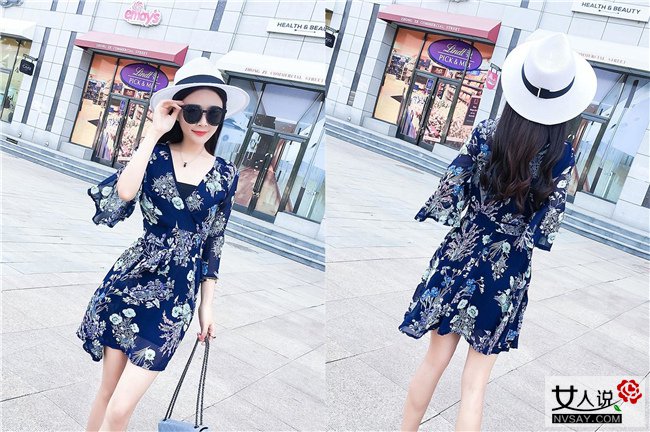 韩碎花裙衫 特荐女生衣柜里必不可少的碎花裙衫