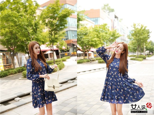 韩碎花裙衫 特荐女生衣柜里必不可少的碎花裙衫