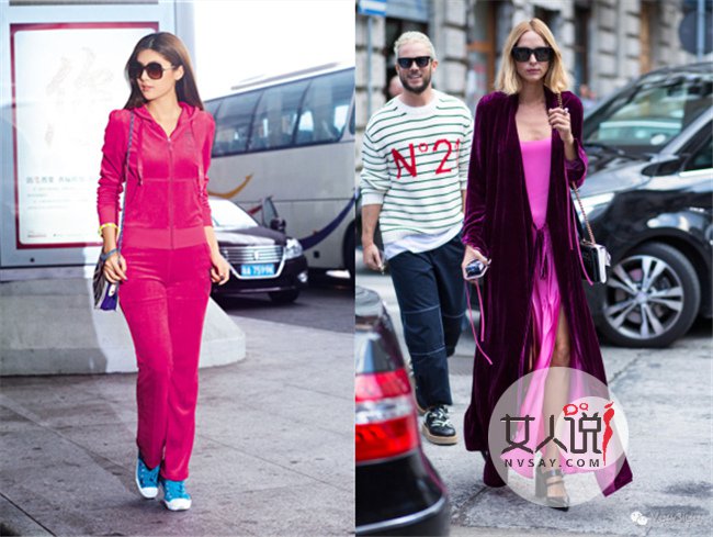 天鹅绒外套街拍 这么好看的天鹅绒外套还不快点带回家