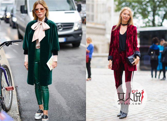 天鹅绒外套街拍 这么好看的天鹅绒外套还不快点带回家