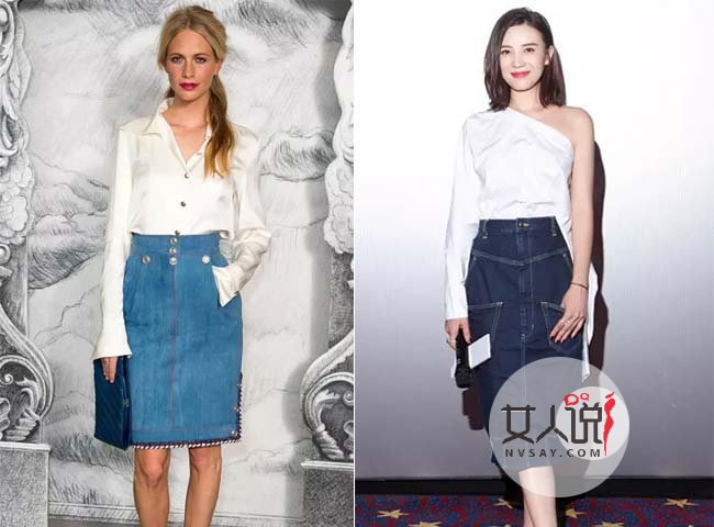 2017白衬衫街拍 白衬衫搭配仔裙经典最夯穿着