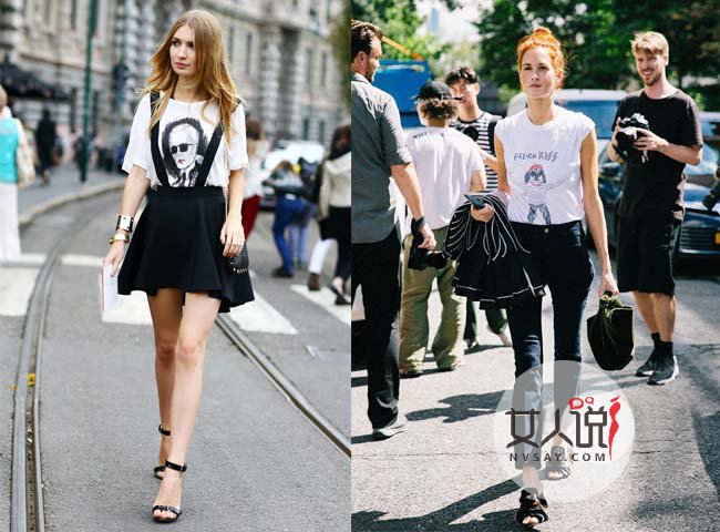 非主流图案Tee街拍 花俏霸屏夏日告别单调白T恤