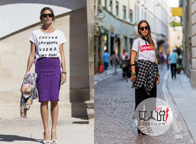 非主流图案Tee街拍 花俏霸屏夏日告别单调白T恤