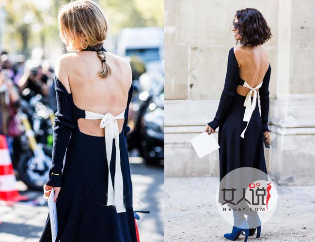 2017露背装街拍 露肩露脐out了!露背绝杀赛天仙