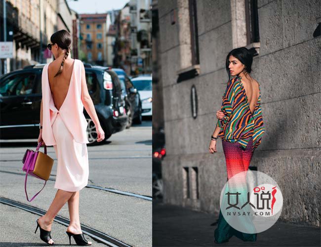 2017露背装街拍 露肩露脐out了!露背绝杀赛天仙