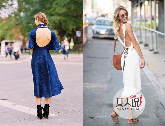 2017露背装街拍 露肩露脐out了!露背绝杀赛天仙