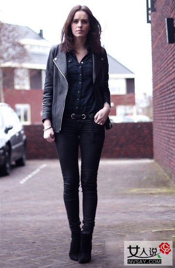 欧美潮人教你黑色皮衣搭配术 随性优雅凸显摩登感