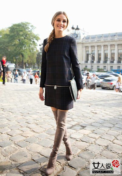 过膝长靴怎样搭配具有超强气场? 欧美街拍达人为你支招
