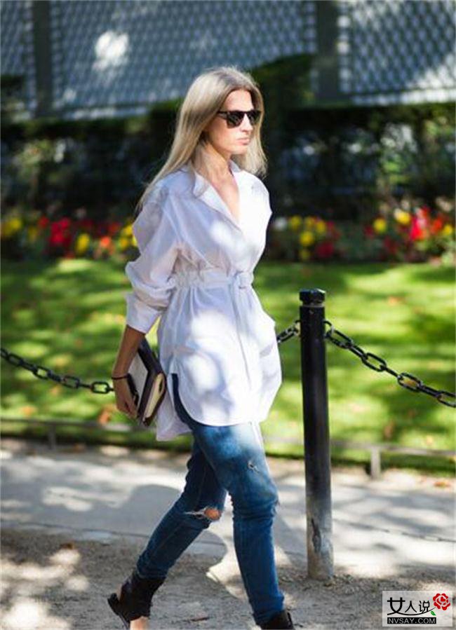 破洞牛仔裤怎么搭配好看 让街拍明星潮人教你最chic的搭法