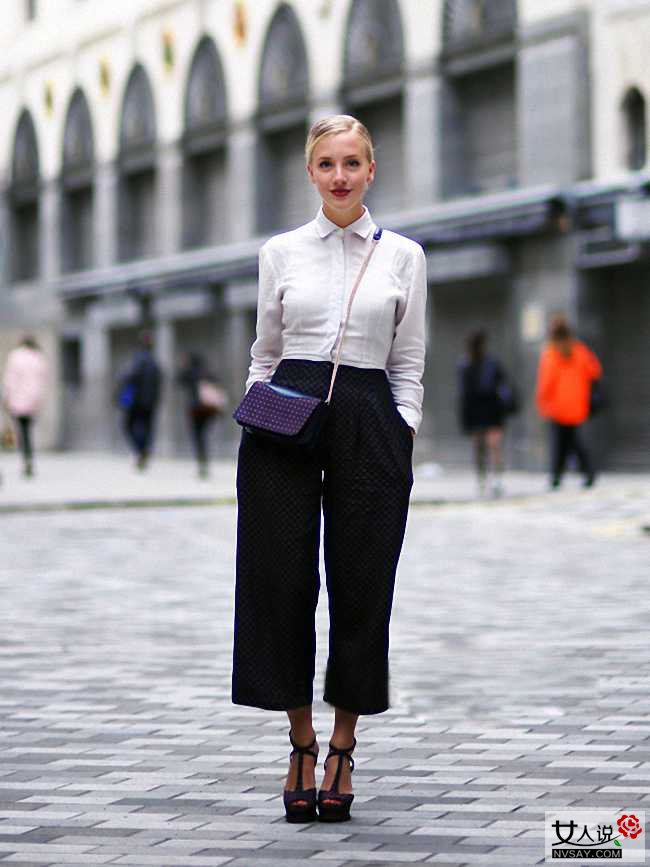 街拍达人演绎阔腿裤穿搭术 令你轻松驾驭并甩掉小腿粗