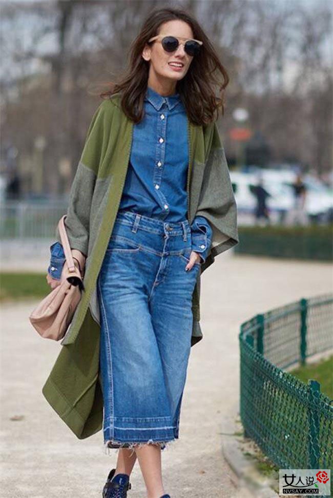 街拍达人演绎阔腿裤穿搭术 令你轻松驾驭并甩掉小腿粗