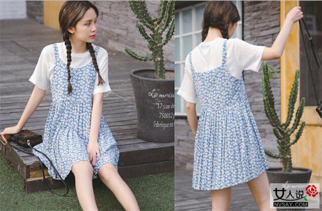 2016夏装新款吊带碎花连衣裙 清新减龄夏季凹造型必备