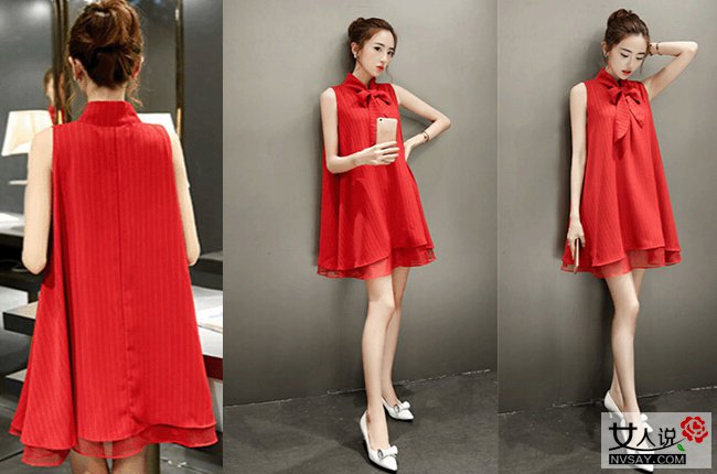 2016夏装红色连衣裙 360度秀出好身材赚足回头率