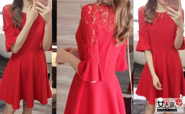 2016夏装红色连衣裙 360度秀出好身材赚足回头率