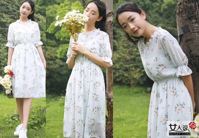 2016夏装新款碎花连衣裙 清新淡雅总有一款是你的菜