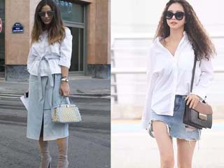 2017白衬衫街拍 白衬衫搭配仔裙经典最夯穿着