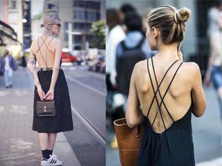 2017露背装街拍 露肩露脐out了！露背绝杀赛天仙