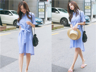 衬衫裙街拍 穿着帅气衬衫裙出街能让你美上天