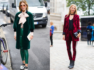 天鹅绒外套街拍 这么好看的天鹅绒外套还不快点带回家