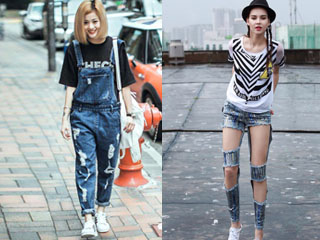 破洞牛仔裤怎么搭配好看 让街拍明星潮人教你最chic的搭法