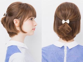 短发半扎发型 一分钟get短发新扎法变身灵动小仙女