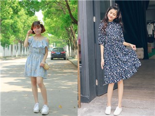 碎花连衣裙配什么鞋子好看 出街必备小白鞋穿出森女风