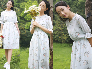 2016夏装新款碎花连衣裙 清新淡雅总有一款是你的菜